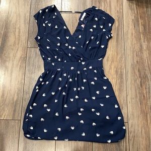 NWT Navy Dress with White Hearts